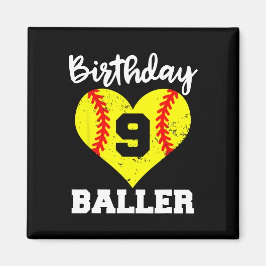 9e verjaardag Grappig 9 jaar oud Softbal Speler  Magneet (Voorkant)