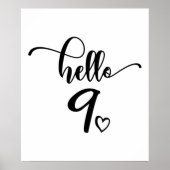 9e verjaardag Hallo negen jaar oud Kind Poster (Voorkant)