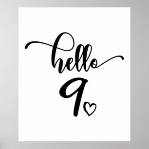 9e verjaardag Hallo negen jaar oud Kind Poster