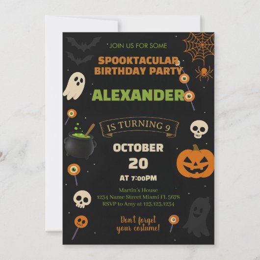 9e verjaardag Halloween uitnodiging | Spooky Boo-D (Voorkant)