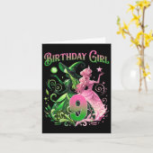 9e verjaardag heks roze en groen 9 jaar oude geboo kaart (Gele Bloem)