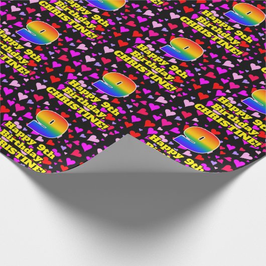 9e verjaardag: Het liefhebbende Kunstpatroon van d Cadeaupapier (Hoek)