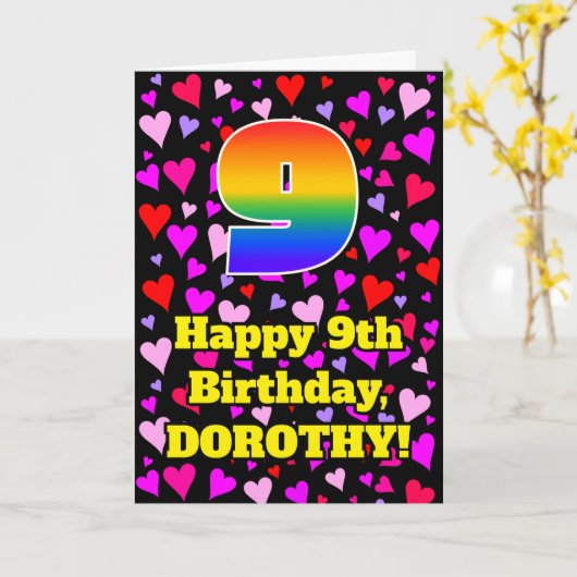 9e verjaardag: Het liefhebbende Kunstpatroon van d Kaart (Gele Bloem)