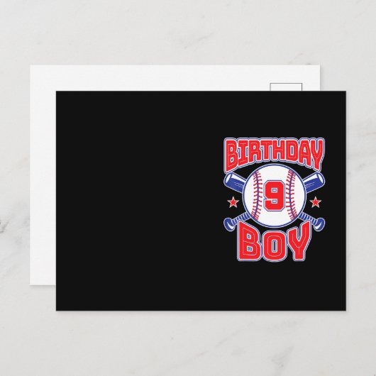 9e verjaardag honkbal grote nummer negen 9 jaar ou briefkaart (Voorkant / Achterkant)