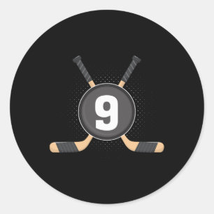 9e verjaardag ijshockey 9 jaar oud thema verjaarda ronde sticker