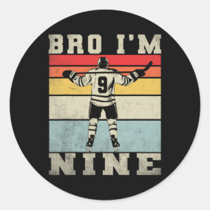 9e verjaardag ijshockey jongen 9 jaar oud hockey s ronde sticker