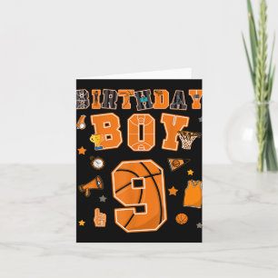 9e Verjaardag Jongen 9 Jaar Basketbal Party Negen  Kaart