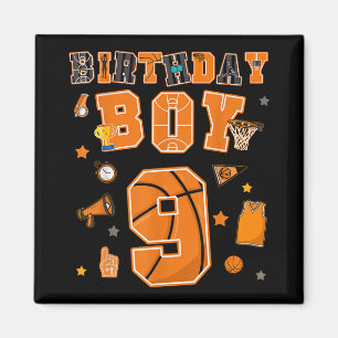 9e Verjaardag Jongen 9 Jaar Basketbal Party Negen Magneet