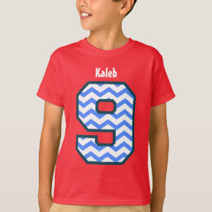 9e verjaardag Jongen CHEVRON Negen jaar Eigen naam T-shirt