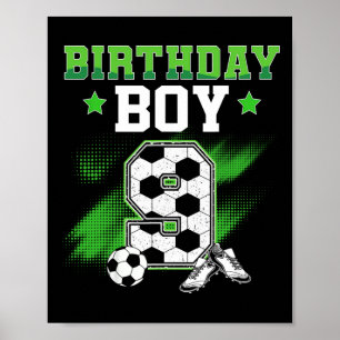 9e verjaardag jongen voetbal 9 jaar oud sport 9jr poster