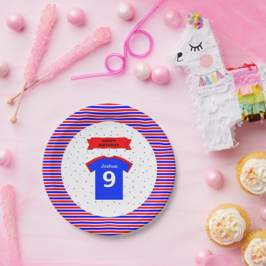 9e verjaardag jongens, aangepaste naam papieren bordje (Feest)