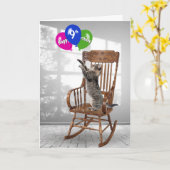 9e verjaardag kat met Kaart van luchtballonnen (Gele Bloem)