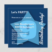 9e verjaardag KINDER negende jaar oude Big Blue St Kaart (Voorkant / Achterkant)