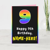 9e verjaardag: kleurrijke regenboog # 9, aangepast kaart (Voorkant)