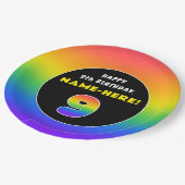 9e verjaardag: kleurrijke regenboog # 9, aangepast papieren bordje (Gekanteld)
