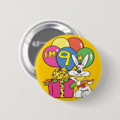 9e verjaardag konijn ronde button 5,7 cm (Voorkant /achterkant)