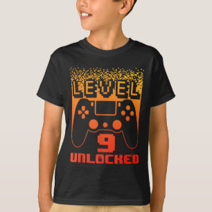 9e verjaardag kunst voor jongens niveau 9 ontgrend t-shirt