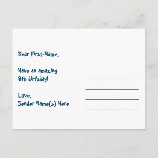 9e verjaardag - Leuk vuurwerkpatroon + Regenboog 9 Briefkaart (Achterkant)