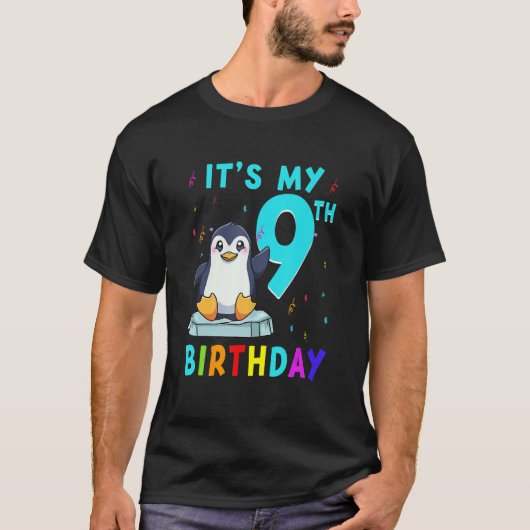 9e verjaardag Leuke Pinguïn Verjaardag 9 jaar oud T-shirt (Voorkant)