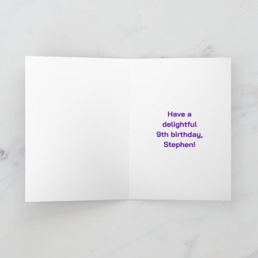 9e verjaardag: Leuke regenboog #, aangepaste naam  Kaart (Binnen)