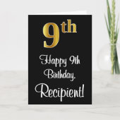 9e verjaardag ~ Luxurieuze Faux Gold-look # Kaart (Voorkant)