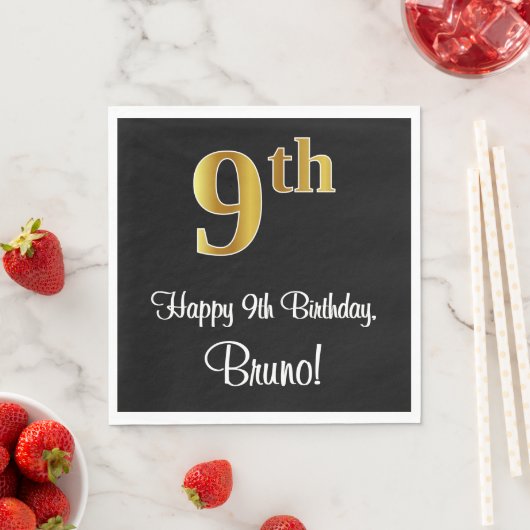 9e verjaardag ~ Luxurieuze Faux Gold-look # Servet (Insitu)