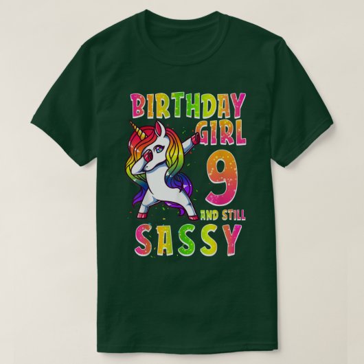 9e verjaardag meisje Dabbing Unicorn 9 jaar oud &  T-shirt (Design voorkant)