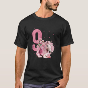 9e verjaardag meisje paard minnares cowgirl 9 jaar t-shirt