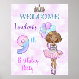 9e verjaardag meisje prinses Afro-Amerikaans Poster