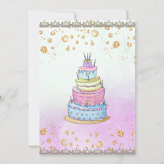 9e verjaardag meisje prinses cupcake ballonnen kaart (Achterkant)