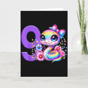 9e verjaardag meisje slang feest regenboog coquett kaart