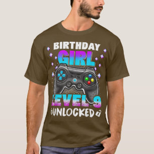 9e verjaardag meisje van 9 jaar oud videospelnivea t-shirt