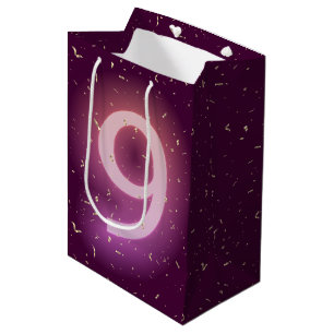 9e verjaardag Neon bord met gouden confetti Medium Cadeauzakje