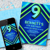 9e verjaardag Neon uitnodiging