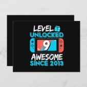 9e verjaardag Niveau 9 Ontgrendelde Video Gamer Briefkaart (Voorkant / Achterkant)
