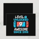 9e verjaardag Niveau 9 vrijgespeeld Video gamer Briefkaart (Voorkant / Achterkant)