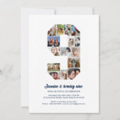 9e verjaardag nummer 9 aangepaste foto collage kaart (Voorkant)