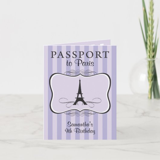 9e verjaardag Paris Passport Invitation (Voorkant)