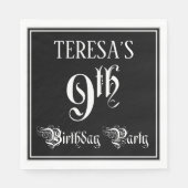 9e verjaardag Partij - Fancy Manuscript + de Naam Servet (Voorkant)