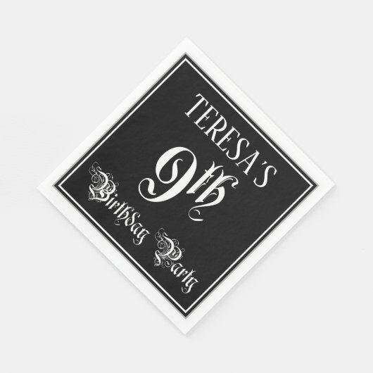 9e verjaardag Partij - Fancy Manuscript + de Naam  Servet (Hoek)