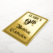 9e verjaardag Partij - Legant Manuscript + de Naam Folie Uitnodiging (Gedraaid)