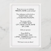 9e verjaardag Partij - Legant Manuscript + de Naam Folie Uitnodiging (Achterkant)