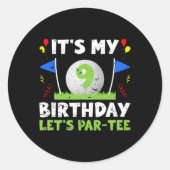 9e Verjaardag Party Golf Boy 9 jaar oude golfer Ronde Sticker (Voorkant)