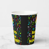 9e Verjaardag: Plezier Muzieknoten Patroon, Regenb Papieren Bekers (Links)