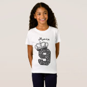 9e verjaardag Princess Crown en Snow Leopard V09 T-shirt (Voorkant volledig)