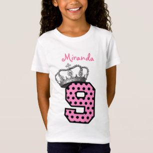9e verjaardag prinses kroon en harten V04 T-shirt