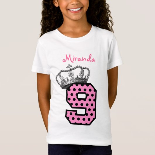 9e verjaardag prinses kroon en harten V04 T-shirt (Voorkant)