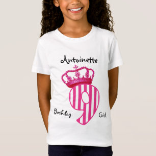 9e verjaardag Prinses ROZE Kroon en Strepen V01 T-shirt