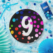 9e verjaardag regenboogStippen Papieren Bordje (Feest)