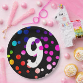 9e verjaardag regenboogStippen Papieren Bordje (Feest)